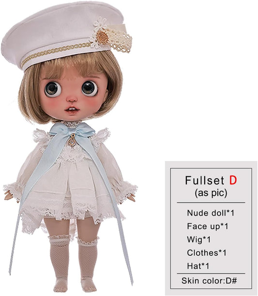 Lime Fullset D Bjd Doll 1/6 Big Head Open Mouth Expression Church Dress Style Gift Dolls for 15+ Year Old